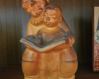 Antique 'Bisque' Figure...Grandpa reading to Grandchild.