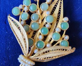 Jade and Pearls Brooch.