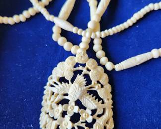 Carved Bone Necklace.