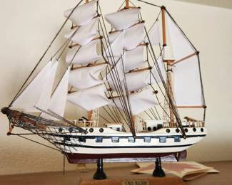 A Vintage Wood 'Tall Ship' Model.