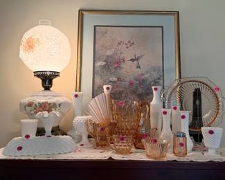 Milk Glass & Pink Depression Glass