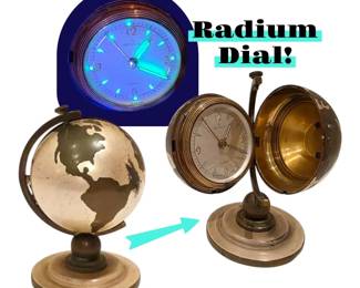 Rensie 7 Jewel Radium Dial World Globe Clock Germany