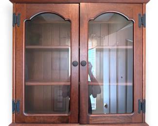 Wooden WallMounted Cabinet with GlassPaned Doors