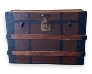 Wooden Steamer Trunk with Metal Locks