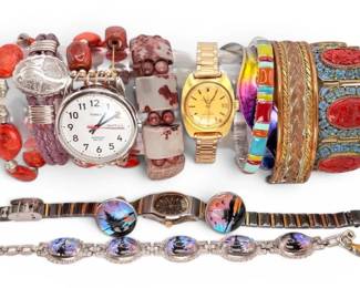 Watches And Bracelets Including Blue Morpho Butterfly Wing Bracelet And Matching Earrings