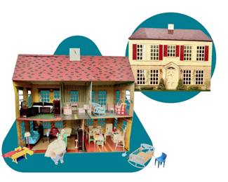 Vintage Playsteel Dollhouse with Furniture  Accessories