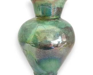 Raku Pottery Vase Signed