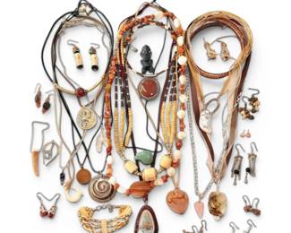 Beaded And Leather Necklaces, Bracelets, And Earrings