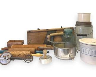 Butter Crock, Rolling Pins,  More