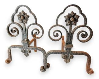 Pair Of Wrought Iron Fire Dogs