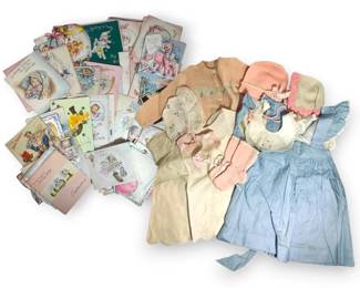 Vintage Baby Girl Clothing  Greeting Cards