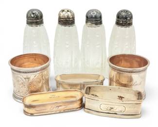 Sterling Silver Salt  Pepper Shakers And Engraved Napkin Holders 112g Total