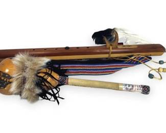 Native AmericanStyle Drone Flute  Ceremonial Rattle