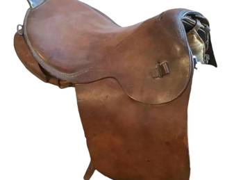 Brown Leather Military Calvary Saddle with Stand