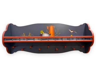 Blue Handpainted Plate Shelf w Pegs