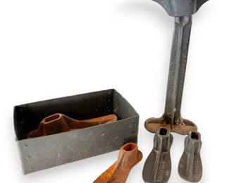 Antique Cast Iron Cobbler Anvil And Accessories