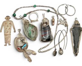 Sterling Silver Wire Wrapped Pendants, Earrings, Pins,  More