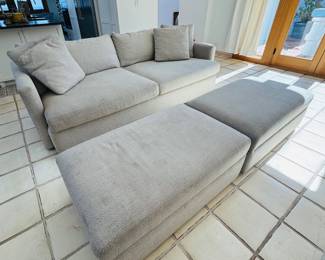 Crate & Barrel, removable cushions, neutral performance-style fabric, oversized deep seating, smoke-free home. We originally bought with $7000. The buyer must arrange pickup.  Each Sofa $850 Each ottoman: $250 One sofa plus one ottoman: $1,100 30% discount for whole sets $1960, the best offer accept.
