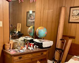 Globe, marble topped dresser