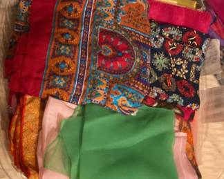 Lots of fine scarves, silk, wool, cotton, polyester 
