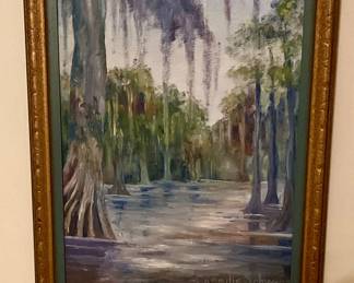 Oil painting swamp scene