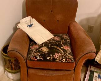 Antique velvet overstuffed chair