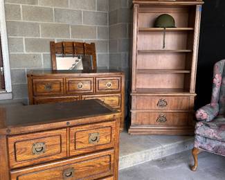 Lea furniture with a nautical theme, stand dresser, and mirror to hang on wall