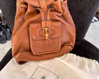 Authentic 1990s Gucci, bamboo backpack brown with dust bag; rarely use, if ever