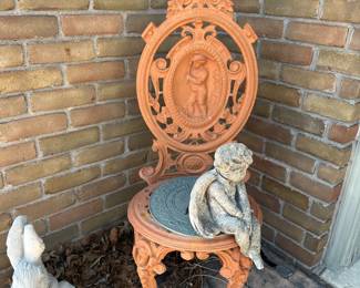 Vintage cast metal garden chair