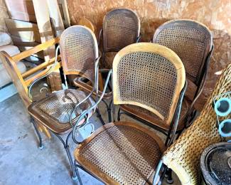 Wicker back and seat chairs set