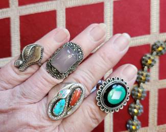 Silver and Turquoise and other Stone Rings.