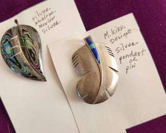 Left-Abalone and Sterling Silver from Mexico. Right-by M. Kirk Designs..Sterling Silver Pendant or Pin.