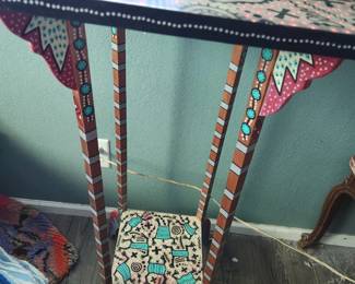 Handcrafted Painted Plant Stand.