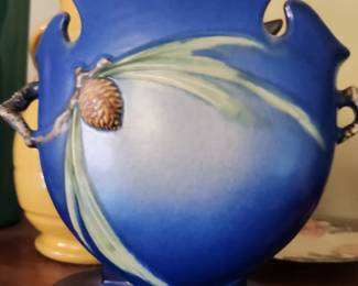 Vintage Blue Roseville Pottery - Pine Cone Pattern - Circa 1935 Origination