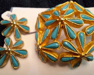 Hattie Carnegie Turquiose Inlay Set