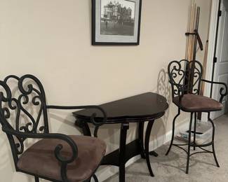 FURNITURE  TABLE AND BAR HEIGHT STOOLS