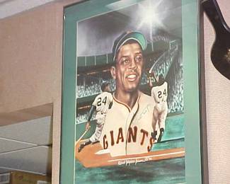 Signed Willie Mays Artwork.