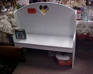 Heart Cutout white bench.