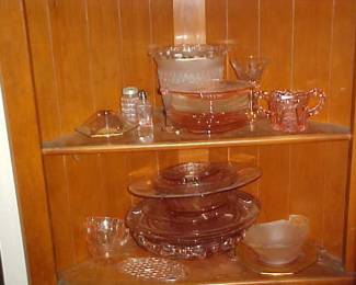 Pink Depression Glass.