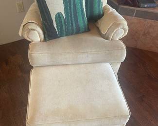 white upholstery chair & ottoman 