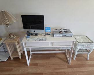 Small desk, computer, DVD player