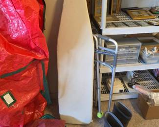 Christmas tree, ironing board, misc.