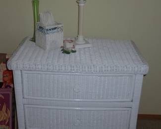 WHITE WICKER 3 DRAWER DRESSER
