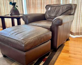 LEATHER CHAIR AND OTTOMAN