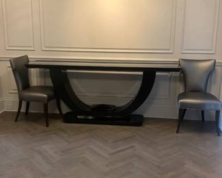 10 Eichholtz "Umberto" Console — Smoked Eucalyptus Figured Veneer  Asking: $2,600 