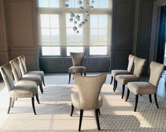 03 Swaim Amp Side Chairs, Geometric Performance Fabric —Asking: $999/pr