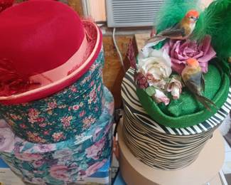 Eclectic vintage hats and hat boxes
