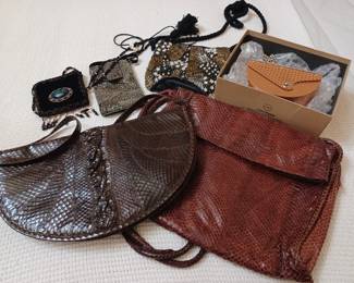 Beaded leather vintage purses