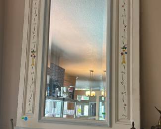 Large white picture framed mirror $150.00.  39”w 48”