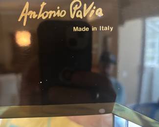 Large Black Lacquered Mirror Brass and Beveled by Antonio PaVia Italy $2,500.00.   70”W 30”T 2”D